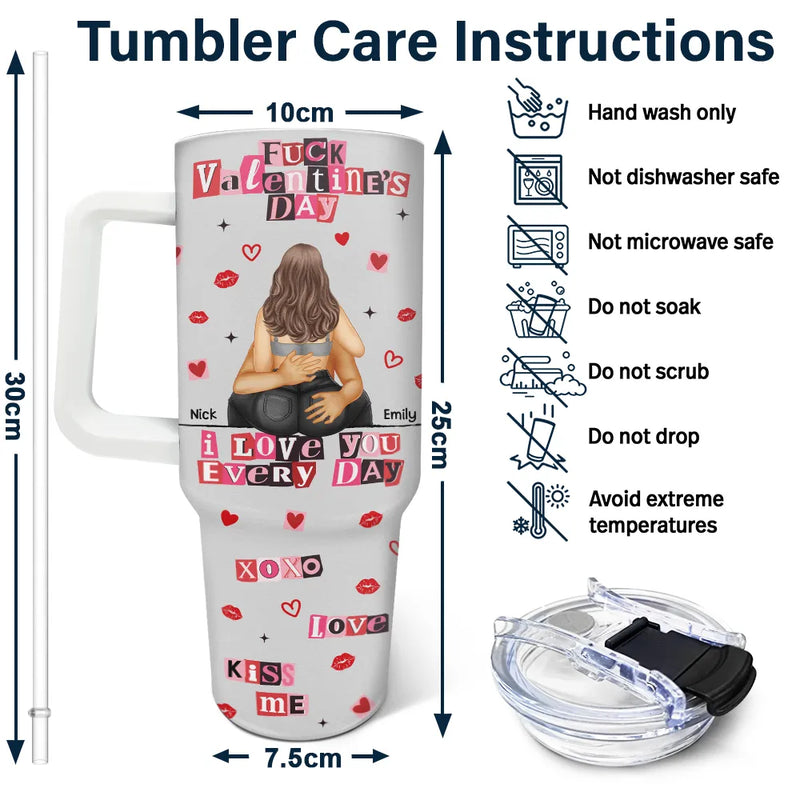 Old Couples,Gift For Couples,Gift For Husband,Gift For Wife,Gift For Boyfriend,Gift For Girlfriend,Love - I Love You Every Day Ransom Note Style - Personalized 40oz Tumbler With Straw