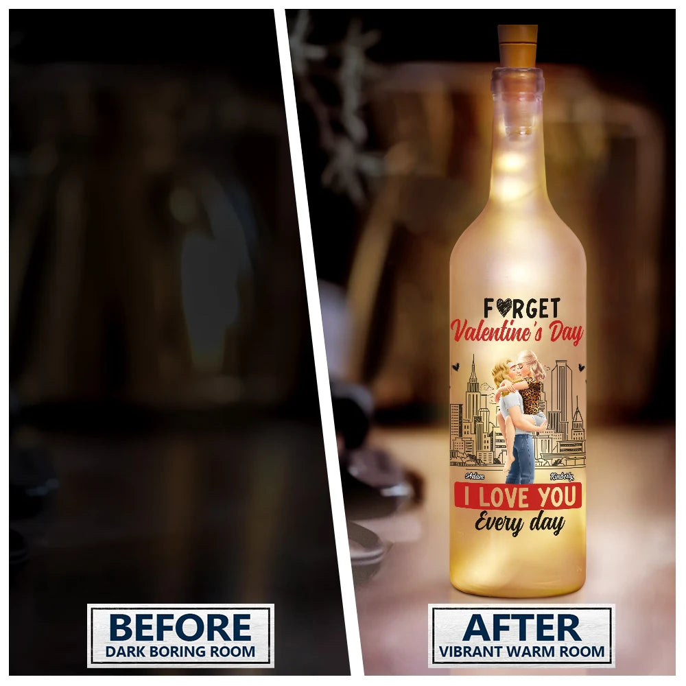 Gift For Couples, Funny - I Love You Everyday 3D Effect - Personalized Bottle Light