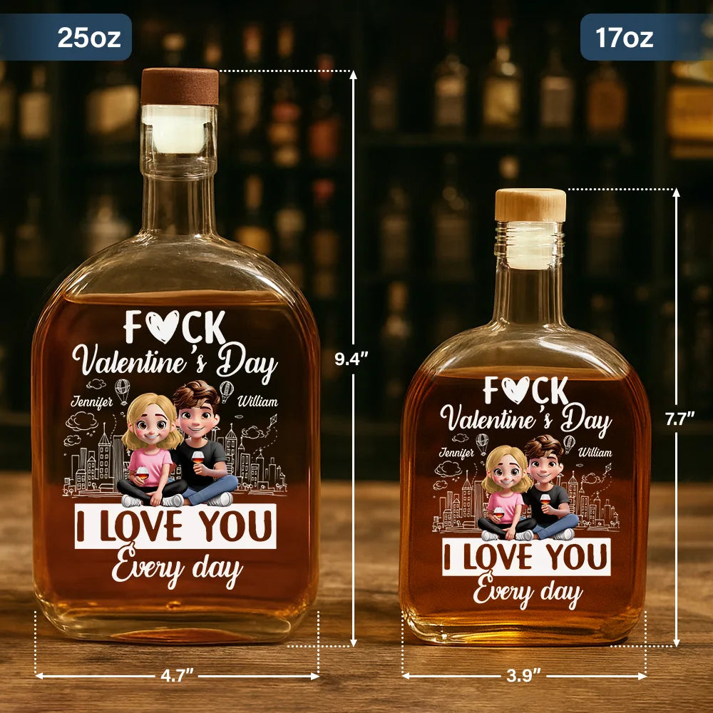 Gift For Couples,Gift For Husband,Gift For Wife,Gift For Boyfriend,Gift For Girlfriend,Happy - I Love You Everyday 3D Effect Couple - Personalized Whiskey Bottle