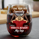 Gift For Couples,Old Couples,Gift For Husband,Gift For Wife,Gift For Boyfriend,Gift For Girlfriend,Custom Photo,Love - I Love Your Face Timber Couple - Personalized Stemless Wine Glass