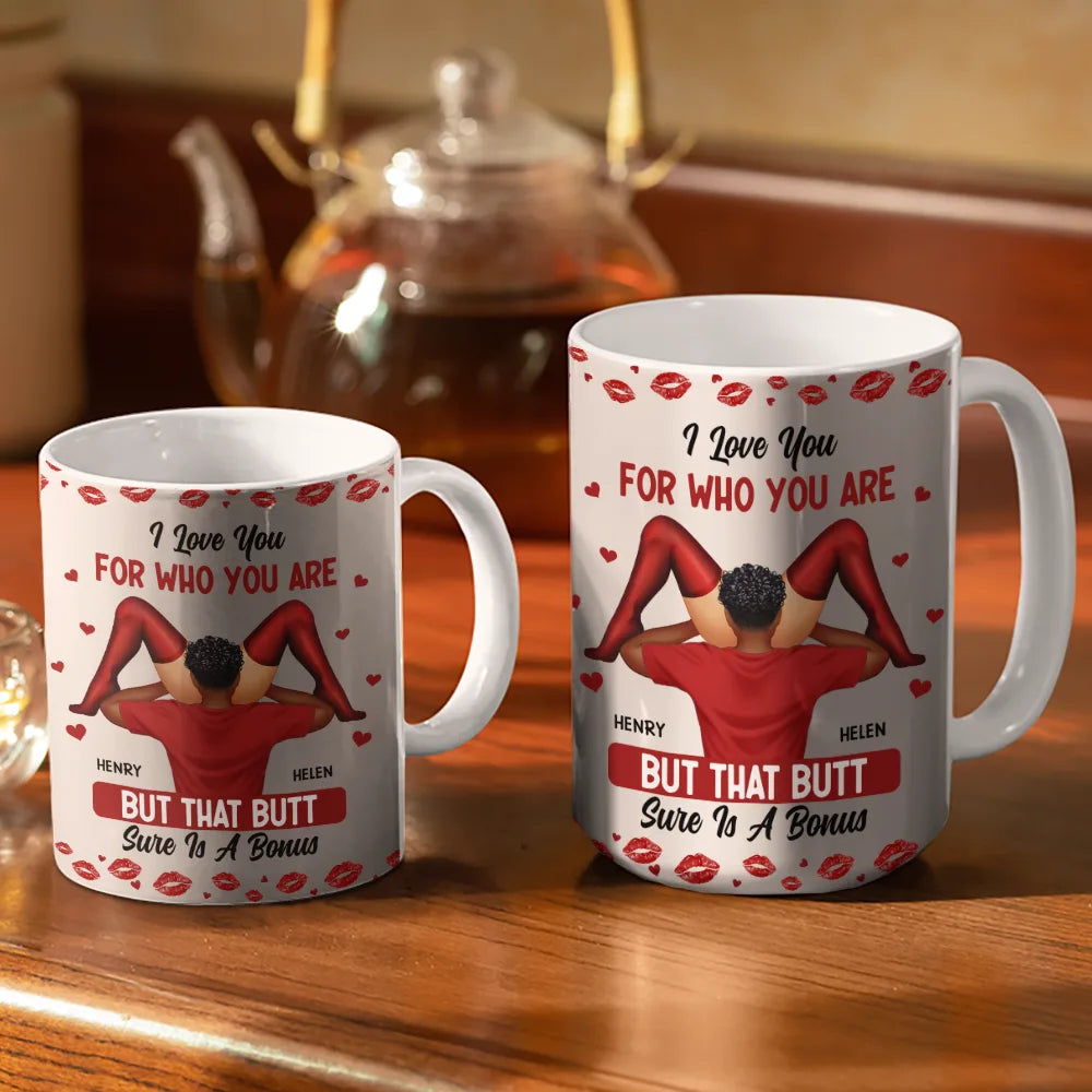 Gift For Couples,Old Couples,Gift For Husband,Gift For Wife,Gift For Boyfriend,Gift For Girlfriend,Custom Photo,Love - I Love Your Face Timber Couple - Personalized White Edge-to-Edge Mug