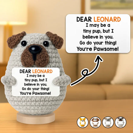 I May Be A Tiny Dog - Personalized Doll Crochet With Custom Card