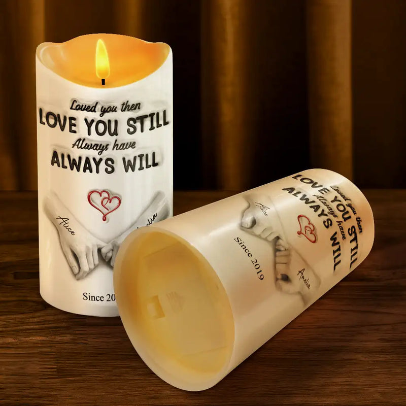 Gift For Couples,Gift For Husband,Gift For Wife,Gift For Boyfriend,Gift For Girlfriend,Custom Photo,Love - I Met You I Liked You - Personalized Flameless LED Candle