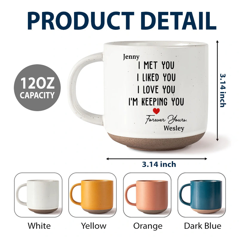 Gift For Couples,Gift For Wife,Gift For Husband,Gift For Boyfriend,Gift For Girlfriend,Love - I Met You I Liked You Couple - Personalized Pottery Mug
