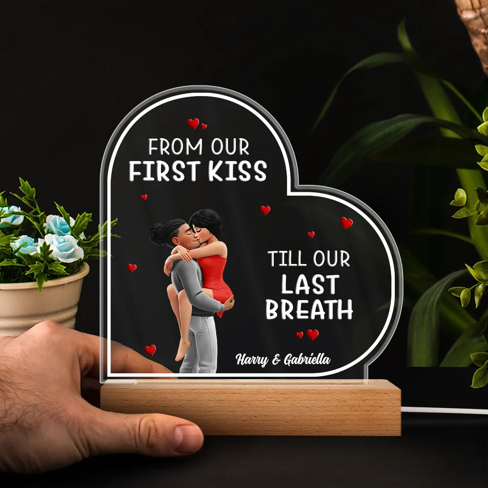 Gift For Couples,Gift For Husband,Gift For Wife,Gift For Girlfriend,LGBT,Love - I Met You Liked You Love You Forever - Personalized 3D Led Light Wooden Base