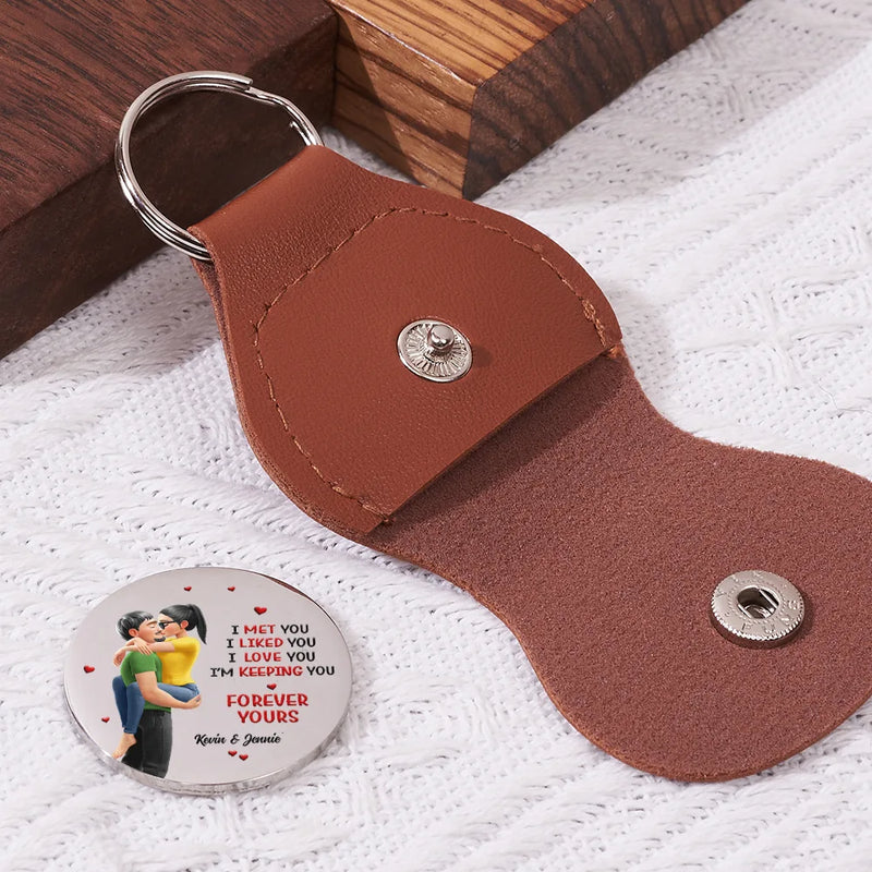 Gift For Couples,Gift For Husband,Gift For Wife,Old Couples,LGBT,Love - I Met You Liked You Love You Forever - Personalized Leather Pocket Hug