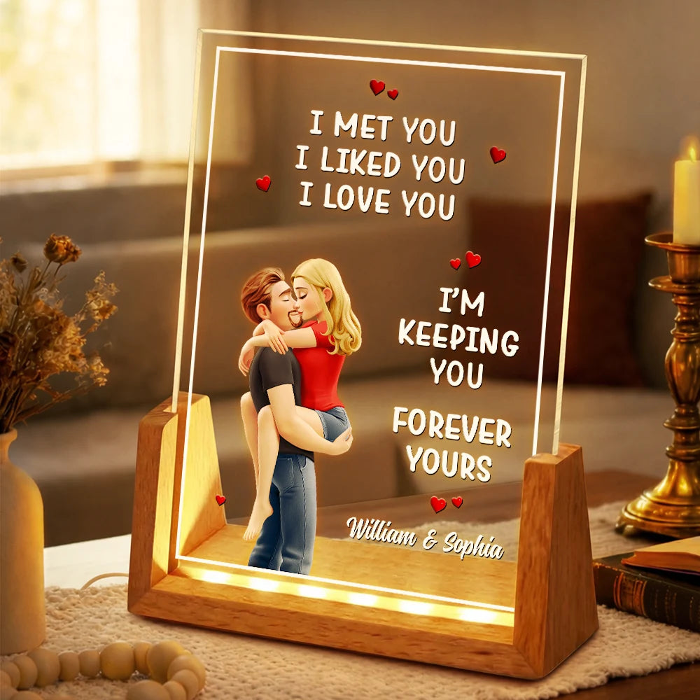 I Met You Liked You Love You Forever - Personalized Night Light