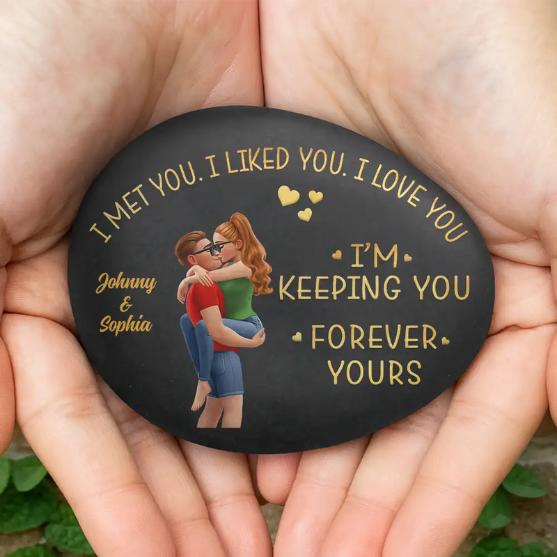 Gift For Couples,Gift For Husband,Gift For Wife,Gift For Boyfriend,Gift For Girlfriend,Love - I Met You Liked You Love You Forever - Personalized Printed Rock