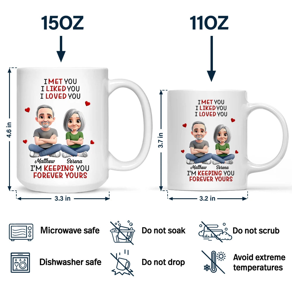Gift For Couples, Gift For Women, Gift For Men ,Gift For Husban d,Gift For Wife, Gift For Girlfriend, Gift For Boyfriend ,Top Market, Old Couples, Love - I Met You Liked You Love You Keeping You 3D Effect Couple - Personalized Mug