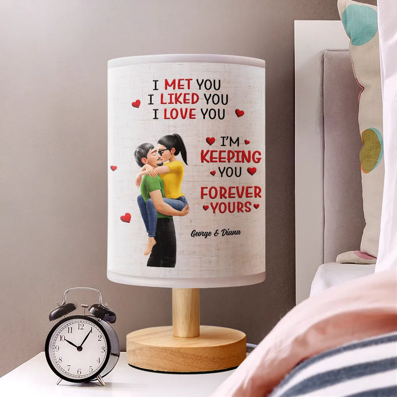 Gift For Couples,Old Couples,Gift For Husband,Gift For Wife,Gift For Boyfriend,Gift For Girlfriend,LGBT,Love - I Met You Liked You Loved You Forever Kissing Couple - Personalized Fabric Lamp