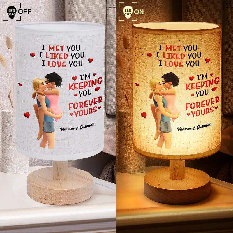 Gift For Couples,Old Couples,Gift For Husband,Gift For Wife,Gift For Boyfriend,Gift For Girlfriend,LGBT,Love - I Met You Liked You Loved You Forever Kissing Couple - Personalized Fabric Lamp