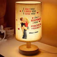 Gift For Couples,Old Couples,Gift For Husband,Gift For Wife,Gift For Boyfriend,Gift For Girlfriend,LGBT,Love - I Met You Liked You Loved You Forever Kissing Couple - Personalized Fabric Lamp
