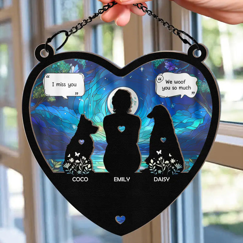 Memorial,Pet Lovers,Dog Lovers,Sad - I Miss You I Know Pet Lovers Memorial Pet - Personalized Window Hanging Suncatcher Ornament