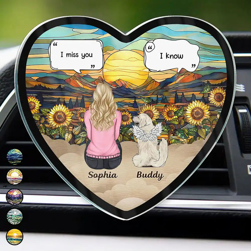 Memorial, Sad, Pet Lovers, Dog Lovers, Cat Lovers, Custom Photo - I Miss You Memorial Dog Cat - Personalized Acrylic Car Vent Clip