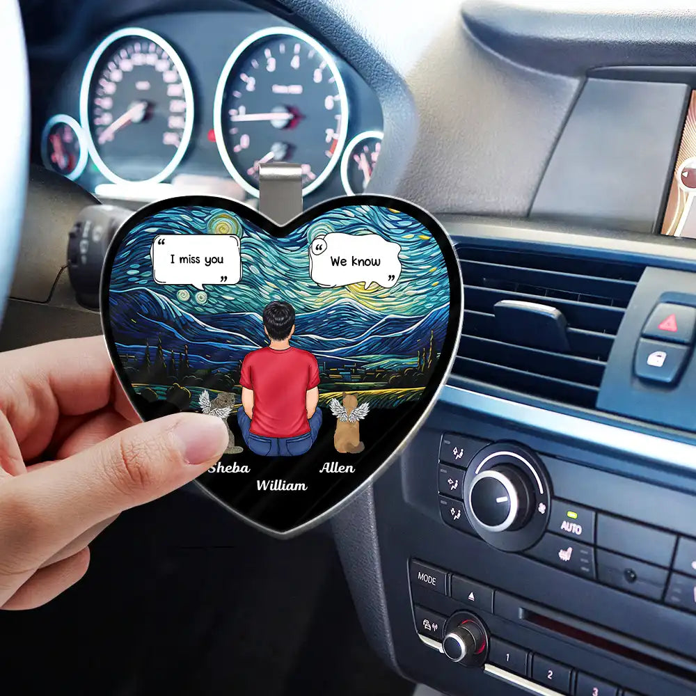 Sad, Memorial, Dog Lovers, Dog Mom, Cat Lovers, Pet Lovers - I Miss You Memorial Dog Cat - Personalized Custom Shaped Acrylic Car Visor Clip