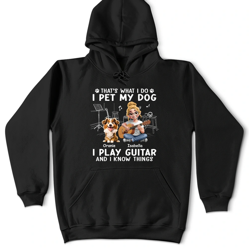 Gift For Women, Gift For Men, Gift For Yourself, Happy, Guitar - I Play Guitar And Pet My Dogs - Personalized T Shirt