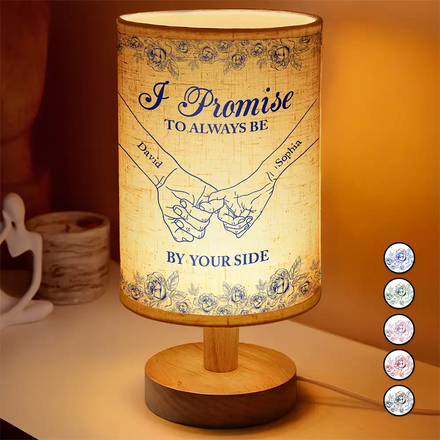 I Promise To Always Be By Your Side Holding Hands - Personalized Fabric Lamp