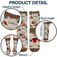 Gift For Yourself, Gift For Women, Reading, Happy, Gift For Men, Christmas - I Really Do Need All These Books - Personalized Socks