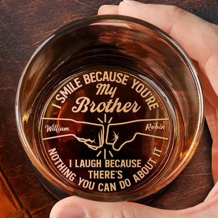 I Smile Because You Are My Daughter Son - Personalized Engraved Whiskey Glass