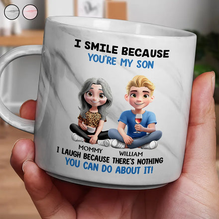 I Smile Because You Are My Daughter Son - Personalized Marble Mug