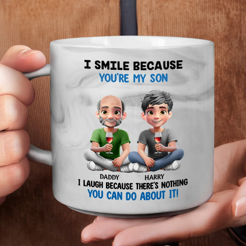 Mom - Sons,Mom - Daughters (Adult),Gift For Daughter,Gift For Son,Funny - I Smile Because You Are My Daughter Son - Personalized Marble Mug
