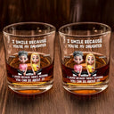 Mom - Sons, Dad - Daughters (Adult), Family, Happy - I Smile Because You Are My Daughter Son - Personalized Whiskey Glass