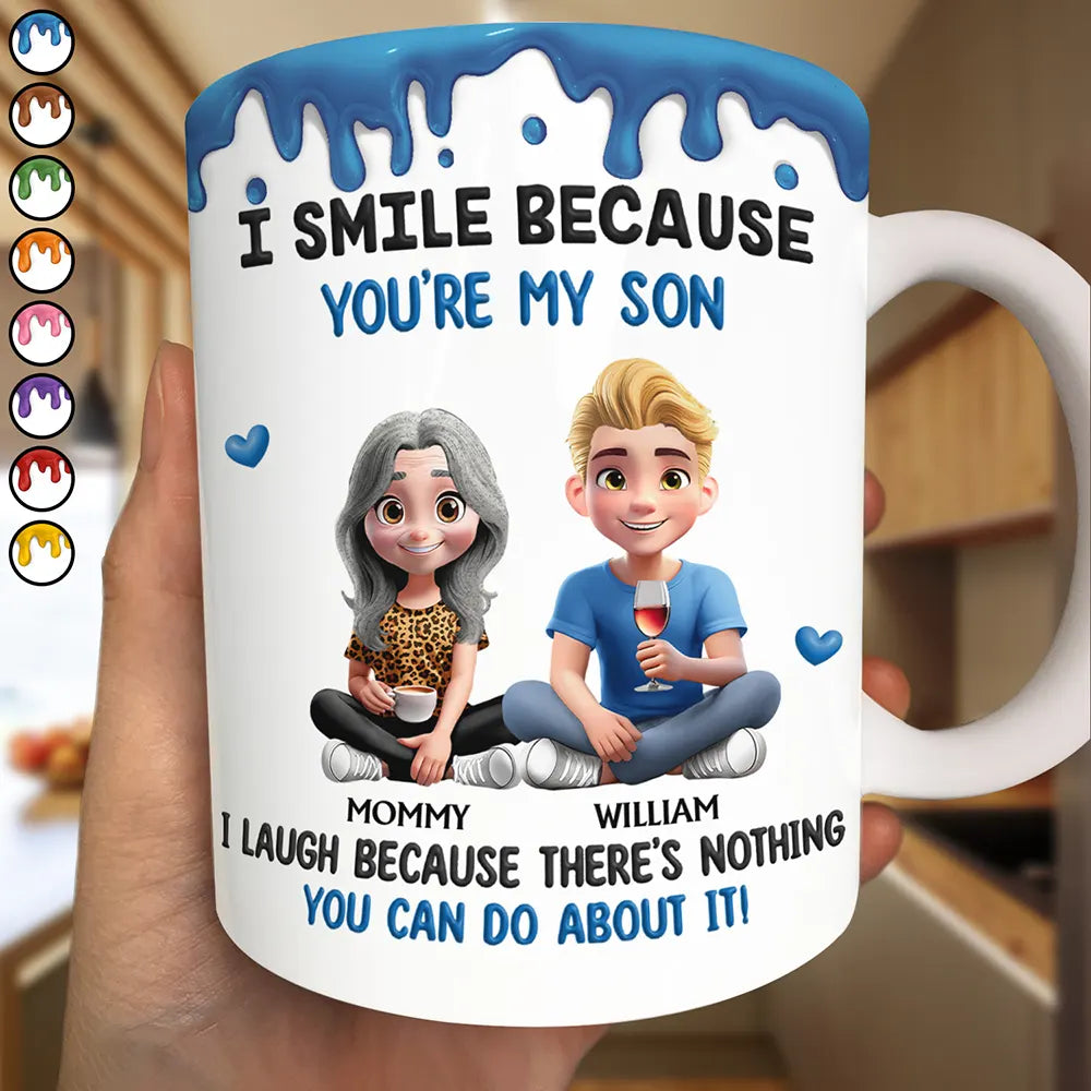 I Smile Because You Are My Daughter Son - Personalized White Edge-to-Edge Mug
