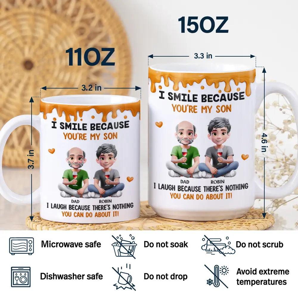 Dad - Daughters (Adult),Gift For Daughter,Mom - Daughters (Adult),Dad - Sons,Mom - Sons,Gift For Son,Happy - I Smile Because You Are My Daughter Son - Personalized White Edge-to-Edge Mug