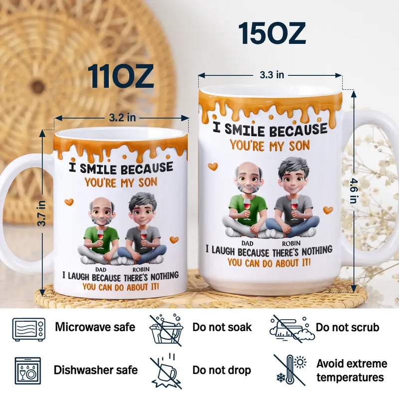 Dad - Daughters (Adult),Gift For Daughter,Mom - Daughters (Adult),Dad - Sons,Mom - Sons,Gift For Son,Happy - I Smile Because You Are My Daughter Son - Personalized White Edge-to-Edge Mug