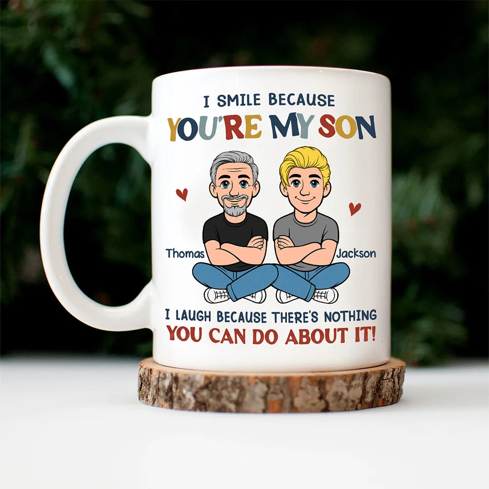 Gift For Wife,Gift For Mother,Mom - Sons,Gift For Daughter,Mom - Daughters (Adult),Dad - Daughters (Adult),Dad - Sons,Gift For Son,Funny - I Smile Because You Are My Daughter Son Retro - Personalized Mug