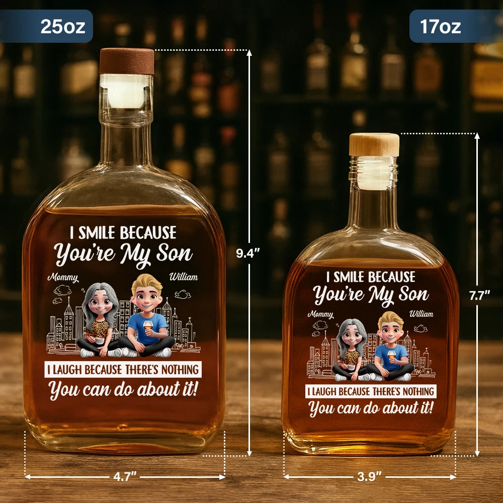 Dad - Sons, Gift For Son, Mom - Sons, Happy - I Smile Because You're My Son - Personalized Whiskey Bottle