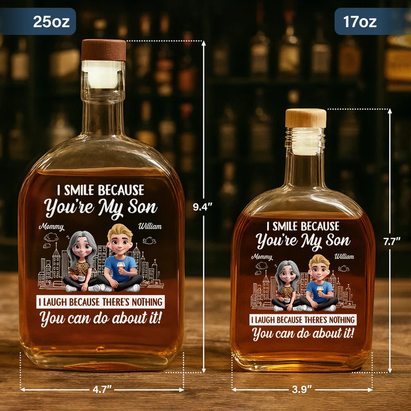 Dad - Sons, Gift For Son, Mom - Sons, Happy - I Smile Because You're My Son - Personalized Whiskey Bottle