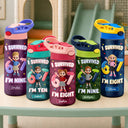 Humorous,Back To School,Gift For Kids,Vector - I Survived Six Seven Funny Slang - Personalized Insulated Water Bottle With Straw