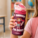 Humorous,Back To School,Gift For Kids,Vector - I Survived Six Seven Funny Slang - Personalized Insulated Water Bottle With Straw