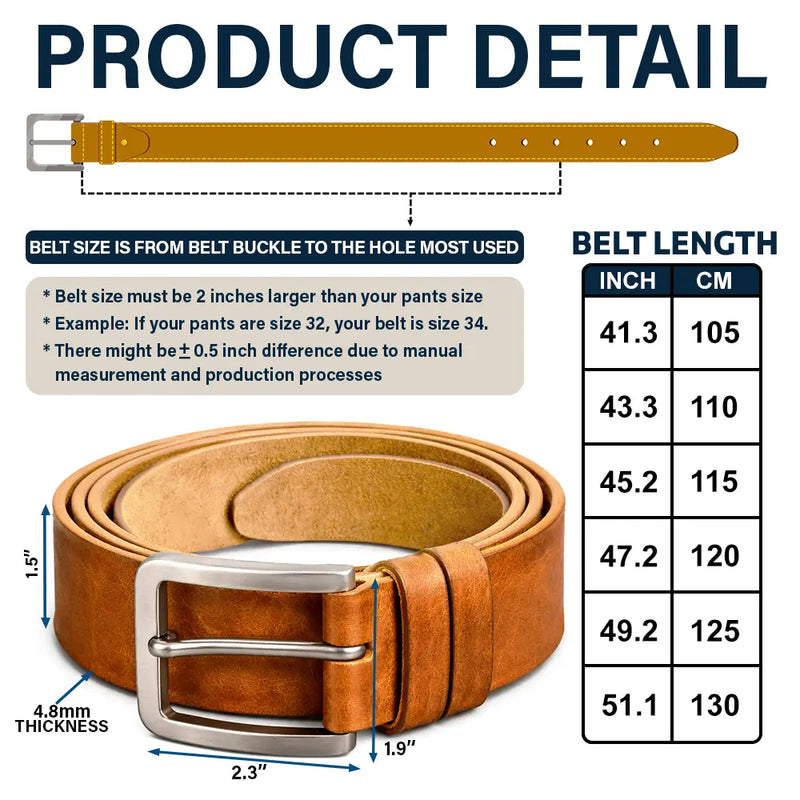 Gift For Grandpa,Gift For Father,Golf,Non-Eng,Icon,Proud - Best Dad Grandpa By Par Golf Clubs - Personalized Cowhide Leather Belt