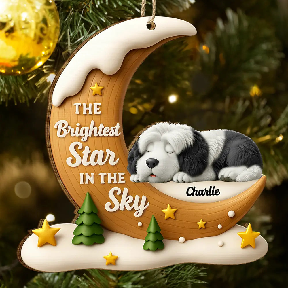 The Brightest Star In The Sky Dog Memorial - Personalized Custom Shaped Wooden Ornament