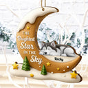 Christmas, Dog Lovers, Memorial, Sad - The Brightest Star In The Sky Dog Memorial - Personalized Custom Shaped Wooden Ornament