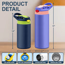 Playful,Back To School,Gift For Kids,Icon - Cute Animal Friends - Personalized Insulated Water Bottle With Straw
