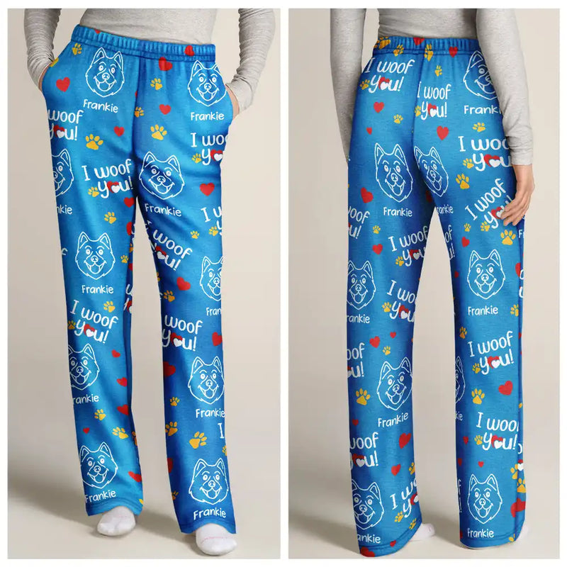 Dog Lovers,Funny - I We Woof You - Personalized Pajama Pants