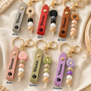 Sentimental,Family,Memorial,Icon - I Will Carry You With Me Until I See You Again - Personalized Leather Beaded Keychain