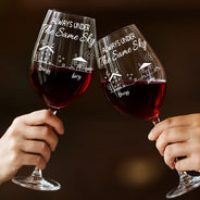 Love, Gift For Bestie, Long Distance, Gift For Sisters, Gift For Sibling, Mom - Daughters (Adult), Family - I Wish You Lived Next Door - Personalized Wine Glass