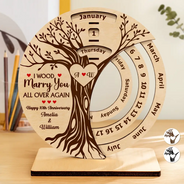 Gift For Couples,Gift For Husband,Gift For Wife,Gift For Boyfriend,Gift For Girlfriend,Love - I Wood Marry You All Over Again - Personalized Spinning Perpetual Desk Calendar