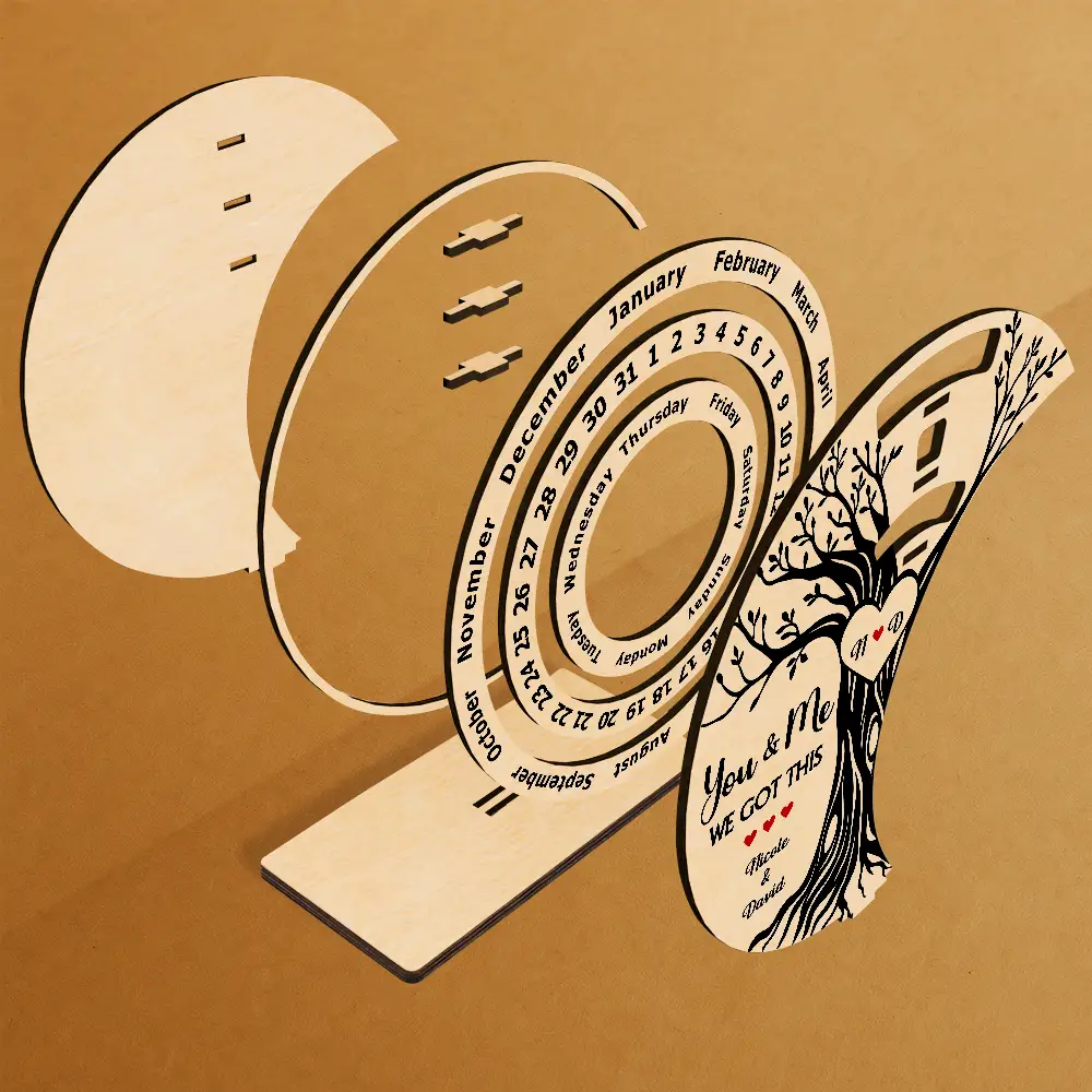 Gift For Couples,Gift For Husband,Gift For Wife,Gift For Boyfriend,Gift For Girlfriend,Love - I Wood Marry You All Over Again - Personalized Spinning Perpetual Desk Calendar