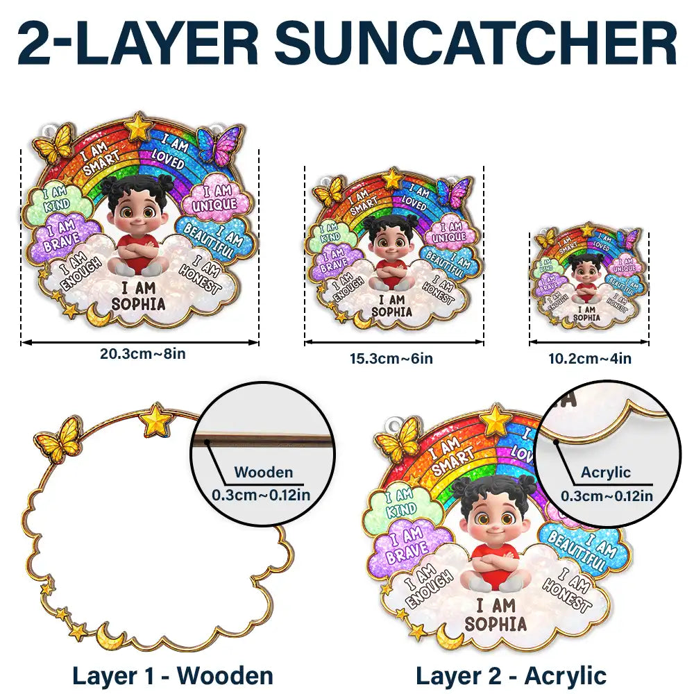 I Am Smart Kind Brave Butterfly - Personalized Window Hanging Suncatcher Ornament