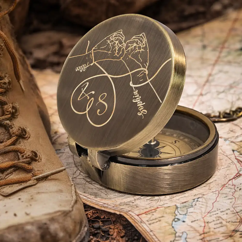 Gift For Couples, Gift For Husband, Gift For Wife, Gift For Boyfriend, Love - I'd Be Lost Without You - Personalized Engraved Brass Compass