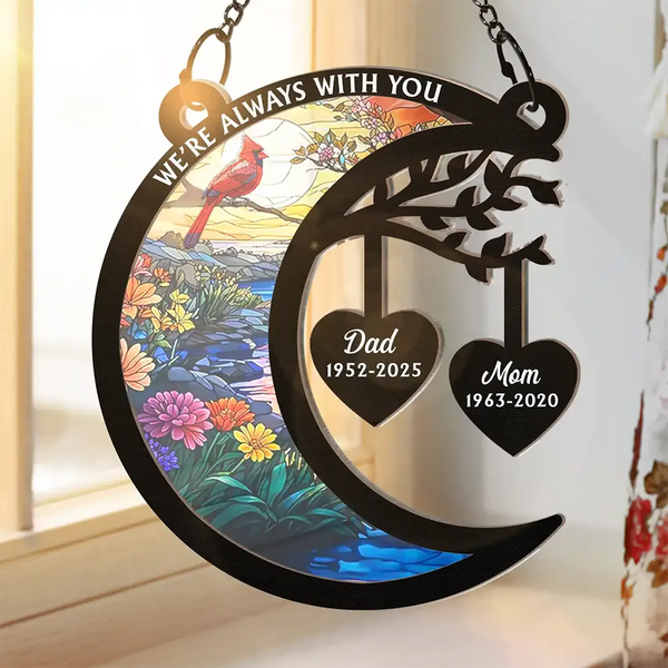 Memorial,Sad,Family,Parents,Gift For Grandparents - I'm Always With You Heart Memorial - Personalized Window Hanging Suncatcher Ornament