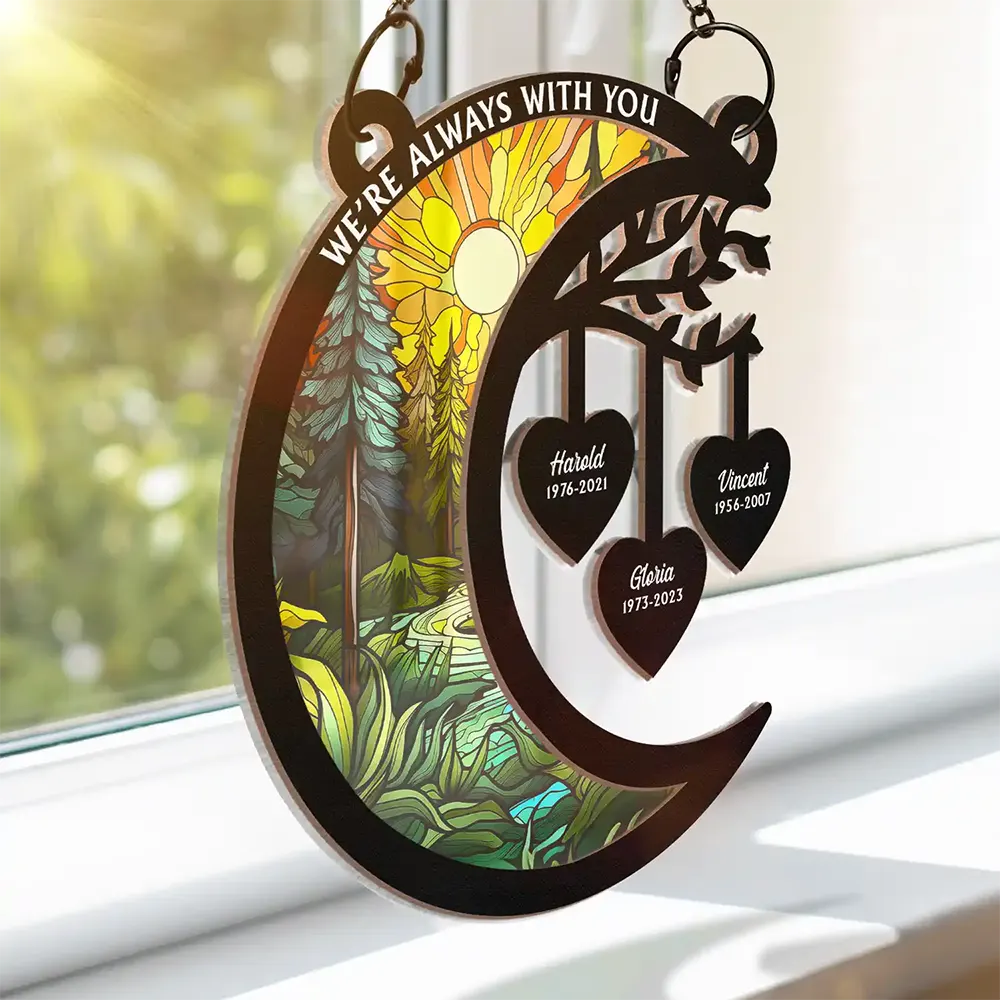 Memorial,Sad,Family,Parents,Gift For Grandparents - I'm Always With You Heart Memorial - Personalized Window Hanging Suncatcher Ornament