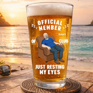 Gift For Father,Gift For Grandpa,Gift For Men,Non-Eng,Vector,Humorous - I'm Just Resting My Eyes - Personalized Beer Glass