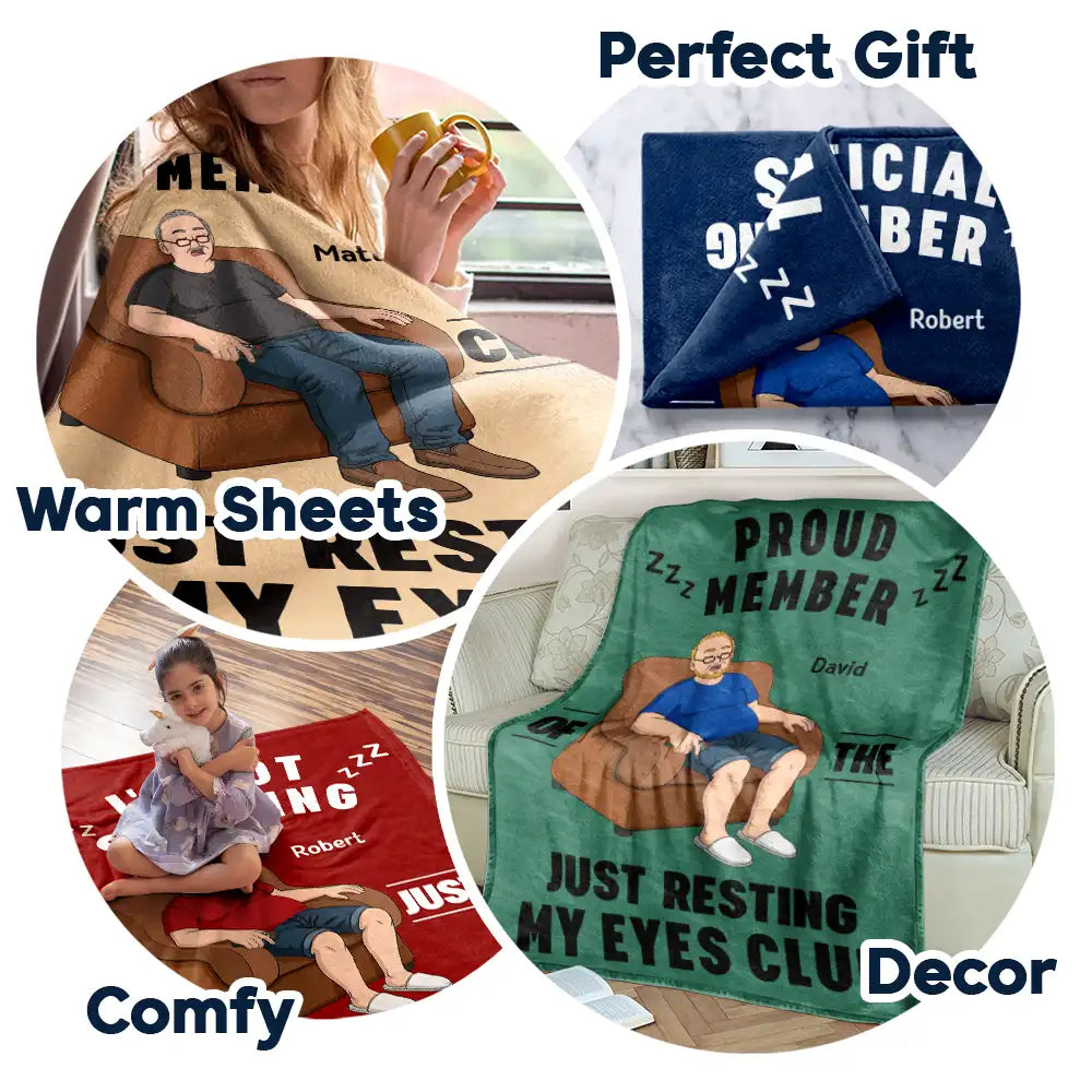 Gift For Father,Gift For Grandpa,Gift For Husband,Non-Eng,Vector,Humorous - I'm Just Resting My Eyes - Personalized Fleece Blanket, Sherpa Blanket