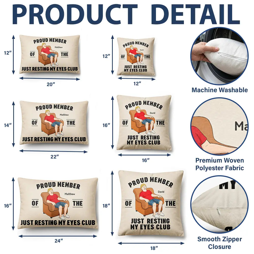 Gift For Father,Gift For Grandpa,Gift For Husband,Non-Eng,Vector,Humorous - I'm Just Resting My Eyes - Personalized Pillow